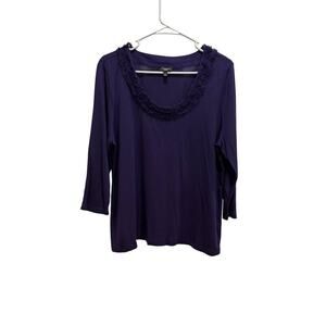 Talbots Women XL/P Purple Silk Blend Fur Faux Scoop Neckline Top Casual Chic